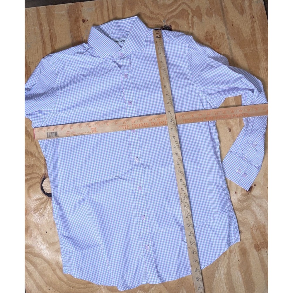 Twillory Shirt Mens 16 32/33 Tailored White Lavender Blue Plaid Check Button Up - Picture 3 of 8